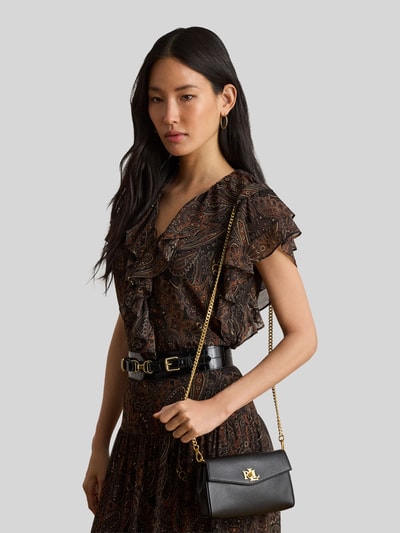 Lauren Ralph Lauren Schoudertas van echt leer met afneembare draagketting Zwart - 1