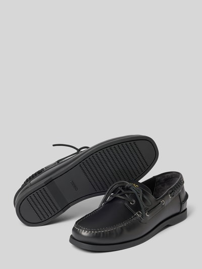 HUGO Loafer van echt leer model 'DARCY_BOAT_IT' Zwart - 4