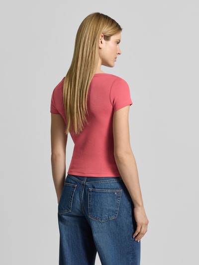Jake*s Casual T-Shirt mit U-Boot-Ausschnitt Dunkelrot 5