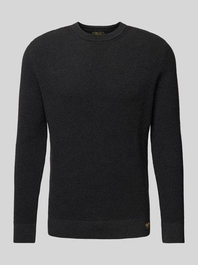 Superdry Gebreide pullover met structuurmotief en ronde hals Zwart - 2