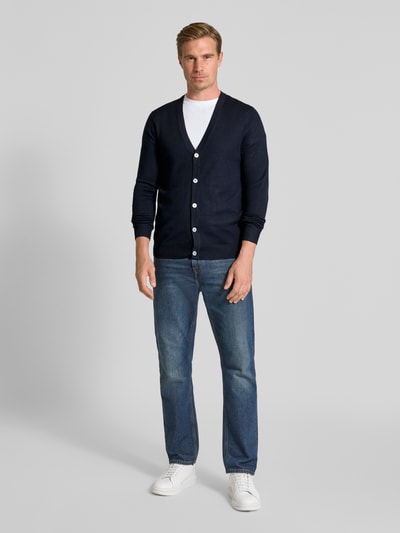 Christian Berg Men Gebreid jack met V-hals Marineblauw - 1