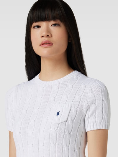 Polo Ralph Lauren Strickshirt mit Zopfmuster Weiss 3