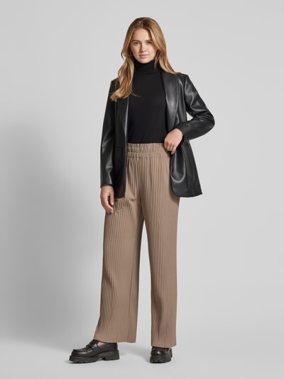 YAS High waist broek met plooien, model 'ALISA' Taupe - 1