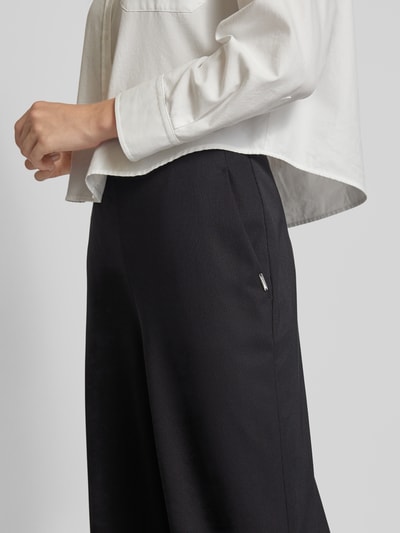 Raffaello Rossi Wide leg stoffen broek met elastische band, model 'ANAIS' Zwart - 3