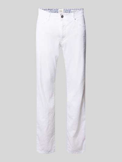 Productfoto, Regular Fit stoffen broek uit mix van katoen en linnen model 'CADIZ' van Brax, look: effen, labelpatch, logo-applicatie, riemlussen, knoop- en ritssluiting, 5-pocketmodel