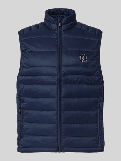 Productfoto, Steppweste met ritssluitzakken model 'KINGSLEY' van JACK & JONES, regular fit, staande kraag, donkerblauw, gladde textuur