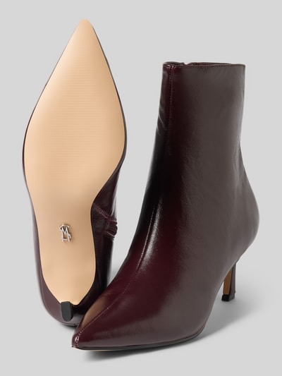 Steve Madden Botki ze skóry bydlęcej nappa z niską szpilką Bordowy 4