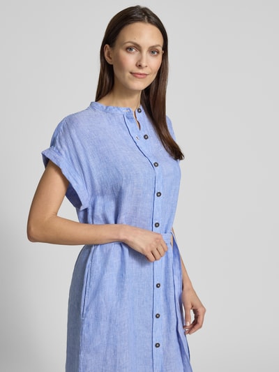 ECOALF Hemdblusenkleid aus Leinen mit Bindegürtel Modell 'AMATISTA' Hellblau Melange 3