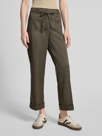 OPUS Straight Leg Stoffhose mit Bügelfalten Modell 'Meeri' Khaki 4