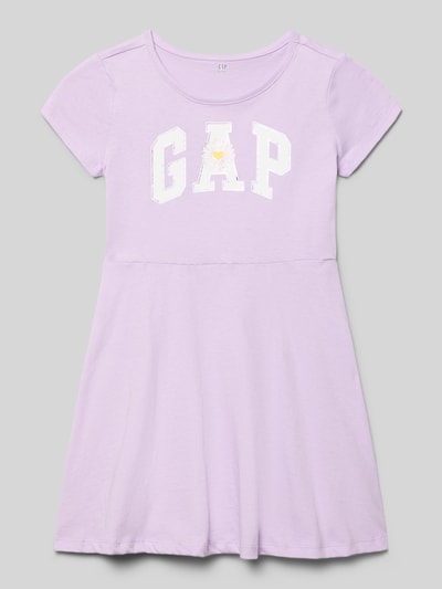 Produktfoto, Regular Fit Kleid mit Logo-Print von GAP in helllila, Reine Baumwolle, Kurzärmelig, Rundhalsausschnitt, Rückenlänge 61 cm bei Größe 116