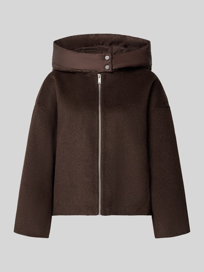 Produktfoto, Oversized Blouson aus Woll-Mix Modell 'Hikone' von OPUS, Damen Bomberjacke in Dunkelbraun, glatte Textur, klarer Schnitt