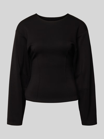 Produktfoto, schwarzes Shaped Fit Langarmshirt mit Ziernähten und Kimonoärmeln aus Sweat, Modell 'TOC' von Only, unifarbene Optik