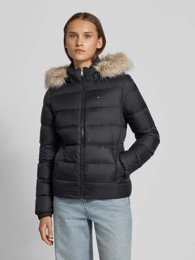 Tommy Jeans Shaped fit donsjack met logostitching  Zwart - 4