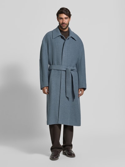 BOSS Wollmantel mit Bindegürtel Hellblau 4
