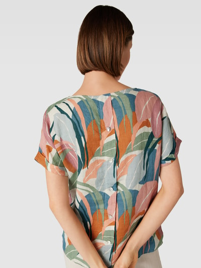 Christian Berg Woman Blouseshirt van puur linnen met all-over motief Rietgroen - 3