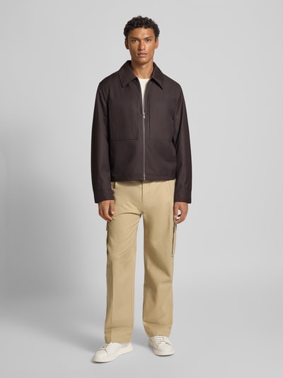 JAKE*S STUDIO MEN Regular Fit Hemdjacke mit Brusttaschen Dunkelbraun 1