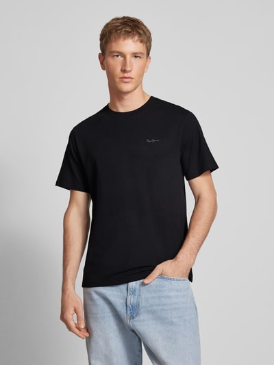 Pepe Jeans T-Shirt mit Label-Stitching Modell 'Connor' Black 4