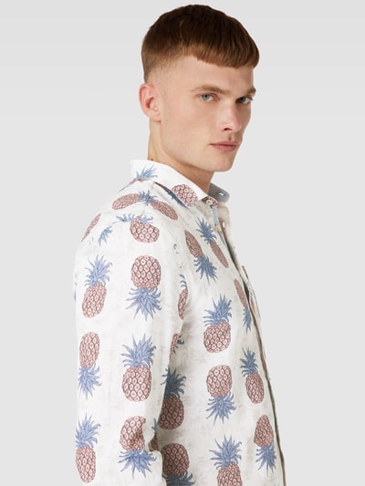 Colours & Sons Koszula casualowa z kieszenią na piersi model ‘Pineapples’ Złamany biały 3