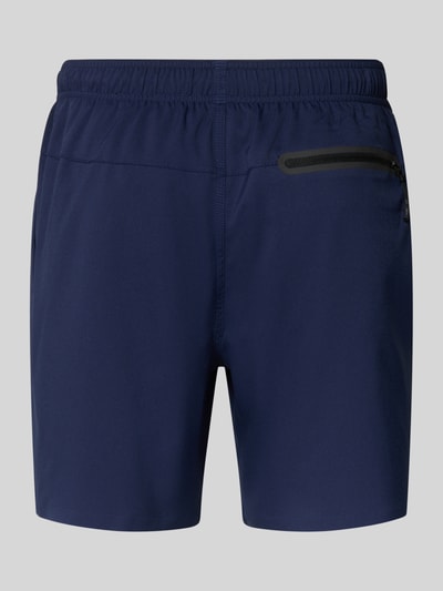 Produktfoto, dunkelblaue Badeshorts mit elastischem Bund, Seitentaschen und Reißverschlusstasche hinten, Regular Fit, PUMA