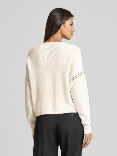 Oui Strickpullover mit Nieten Offwhite 5