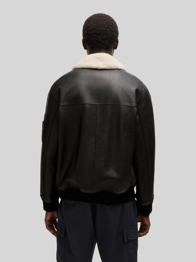 HUGO Regular fit leren jack in Aviator-stijl, model 'LORAN' Zwart - 5