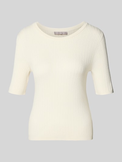 Christian Berg Woman Selection Sim Fit Strickpullover aus Viskose-Mix mit Zopfmuster Ecru 2