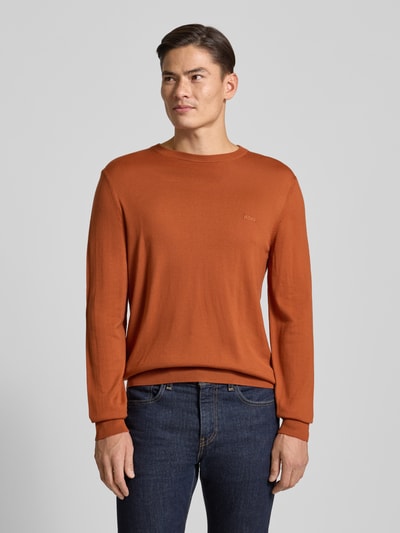 BOSS Regular fit gebreide pullover van pure scheerwol, model 'BOTTO' Oranje - 4