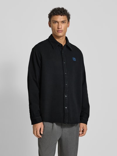 American Vintage Regular fit vrijetijdsoverhemd met labelpatch, model 'AFAZ' Donkerblauw - 4