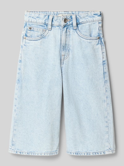 Productfoto, Straight Fit Bermuda met logopatch van Garcia voor kinderen, puur katoen, 5-pocketmodel, knoop- en ritssluiting, lichtblauw, gladde textuur