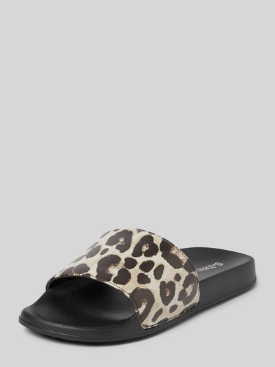 Jake*s Casual Slides mit Label-Print Black 1