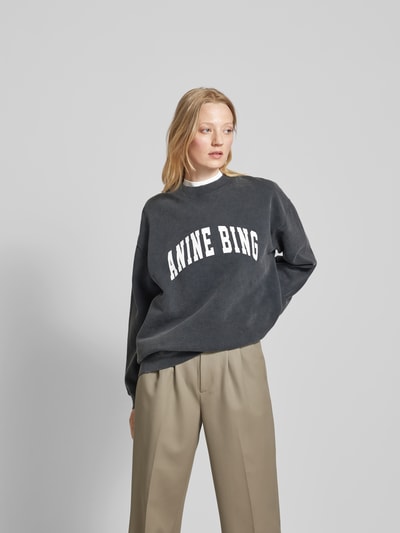 Anine Bing Oversized Sweatshirt mit Label-Print Black 4