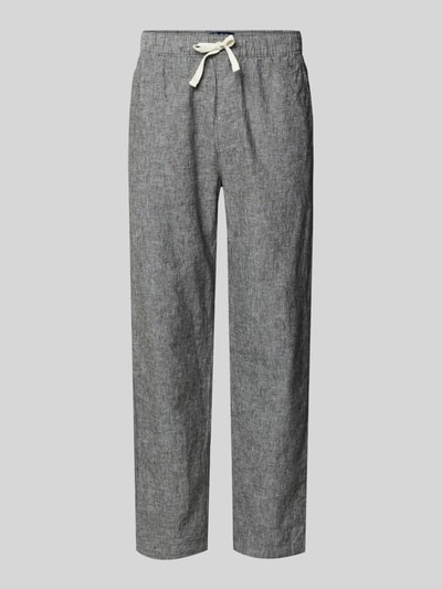 Productfoto, Regular Fit Weite Hose aus Leinen-Baumwoll-Mix van Tommy Jeans in melange look met label stitching, elastische taille met trekkoord, zij- en achterzakken, flammé textuur