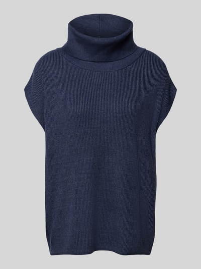 Produktfoto, Relaxed Fit Pullunder aus Viskose-Mix mit Rollkragen von Christian Berg Woman in Dunkelblau, Strick-Optik, Kappärmel, Rückenlänge S 55 cm