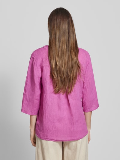 Heartkiss Linnen blouse met tuniekkraag Fuchsia - 5