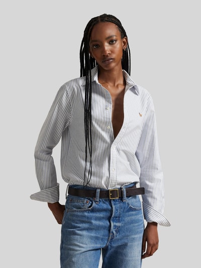 Polo Ralph Lauren Relaxed Fit Hemdbluse aus reiner Baumwolle mit Logo-Stitching Hellblau 4