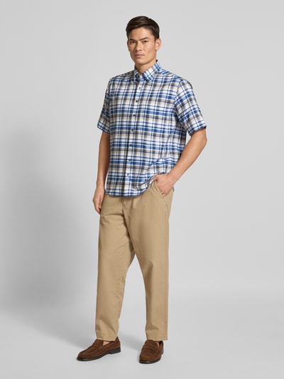 ETERNA Comfort Fit Business-Hemd mit Button-Down-Kragen Marine 1