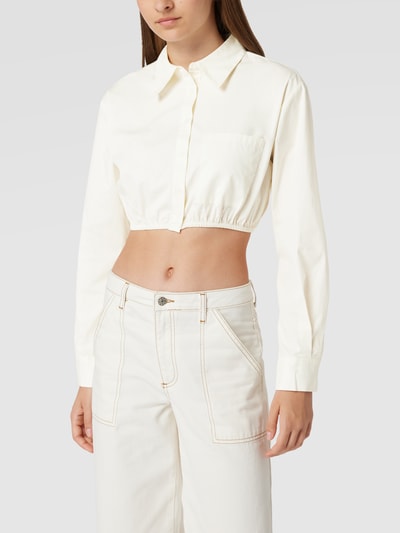 NA-KD Korte blouse met haaikraag Offwhite - 4
