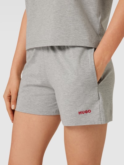 HUGO Pyjama-Shorts mit Label-Print Modell 'SHUFFLE_SHORTS' Hellgrau Melange 3