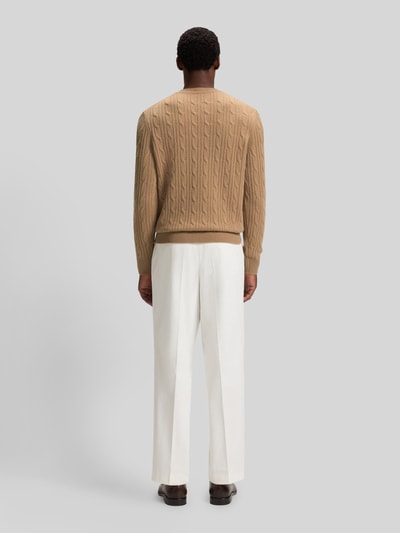 BOSS Regular Fit Strickpullover aus Schurwoll-Kaschmir-Mix Modell 'HETICO' Beige 5