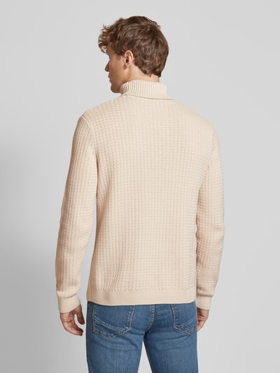 SELECTED HOMME Rollkragenpullover mit Strukturmuster Modell 'ZIG' Offwhite 5