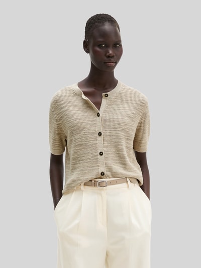 Marc O'Polo Loose Fit Strickjacke aus Baumwolle-Leinen-Mix Sand 4