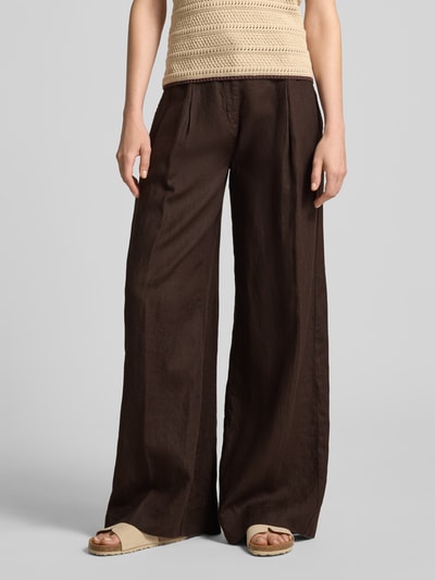 MAC Leinenhose mit Label-Detail Modell 'Britt' Schoko 4