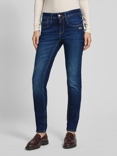 Gang Skinny fit jeans met steekzakken en labeldetail, model 'AMELIE' Blauw - 4