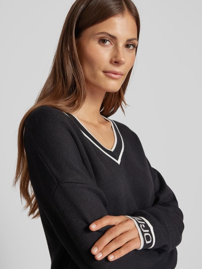 LIU JO SPORT Gebreide pullover met V-hals Zwart - 3