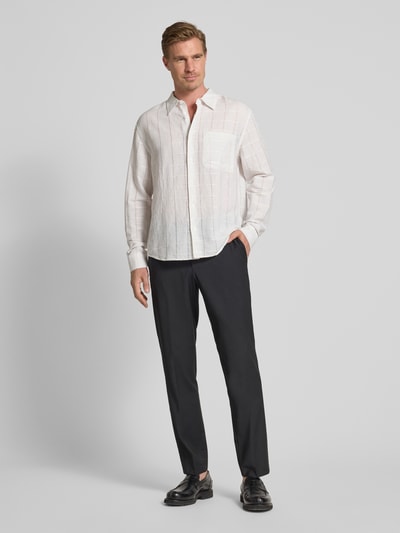 CK Calvin Klein Koszula casualowa z mieszanki lnu i bawełny z kołnierzykiem typu kent Biały 1