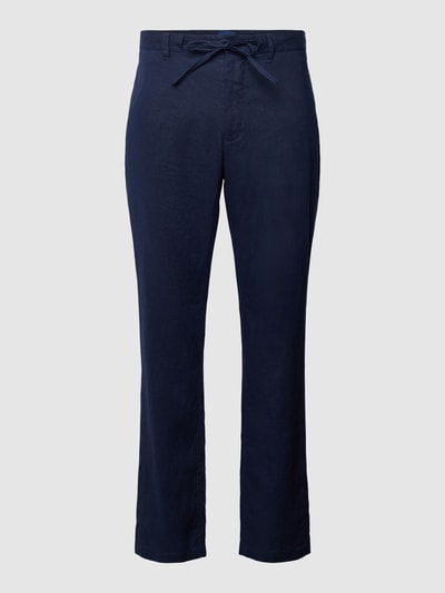 Gant Relaxed Fit Leinenhose mit Tunnelzug am Bund Marine 1