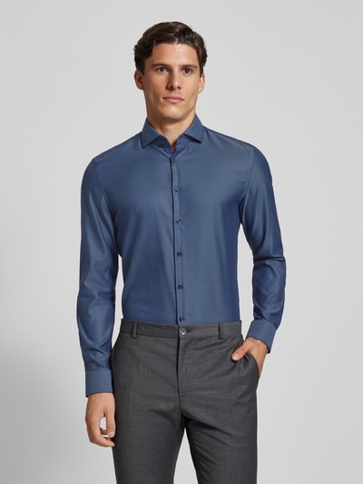 Jake*s Slim fit zakelijk overhemd van premium kwaliteit Marineblauw - 4