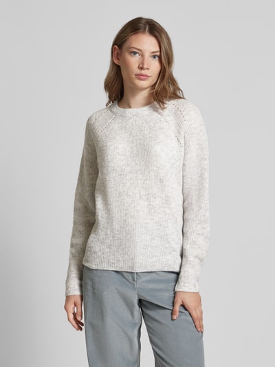 MOS MOSH Gebreide pullover met raglanmouwen, model 'Tammy Thora' Lichtgrijs - 4