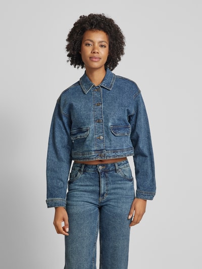 Kaffe Jeansjack met klepzakken Jeansblauw - 4