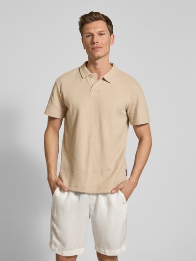 Tom Tailor Regular fit geribd poloshirt met stretch Beige - 4